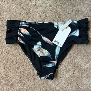 Roxy Women's Black Floral Swim Bottom